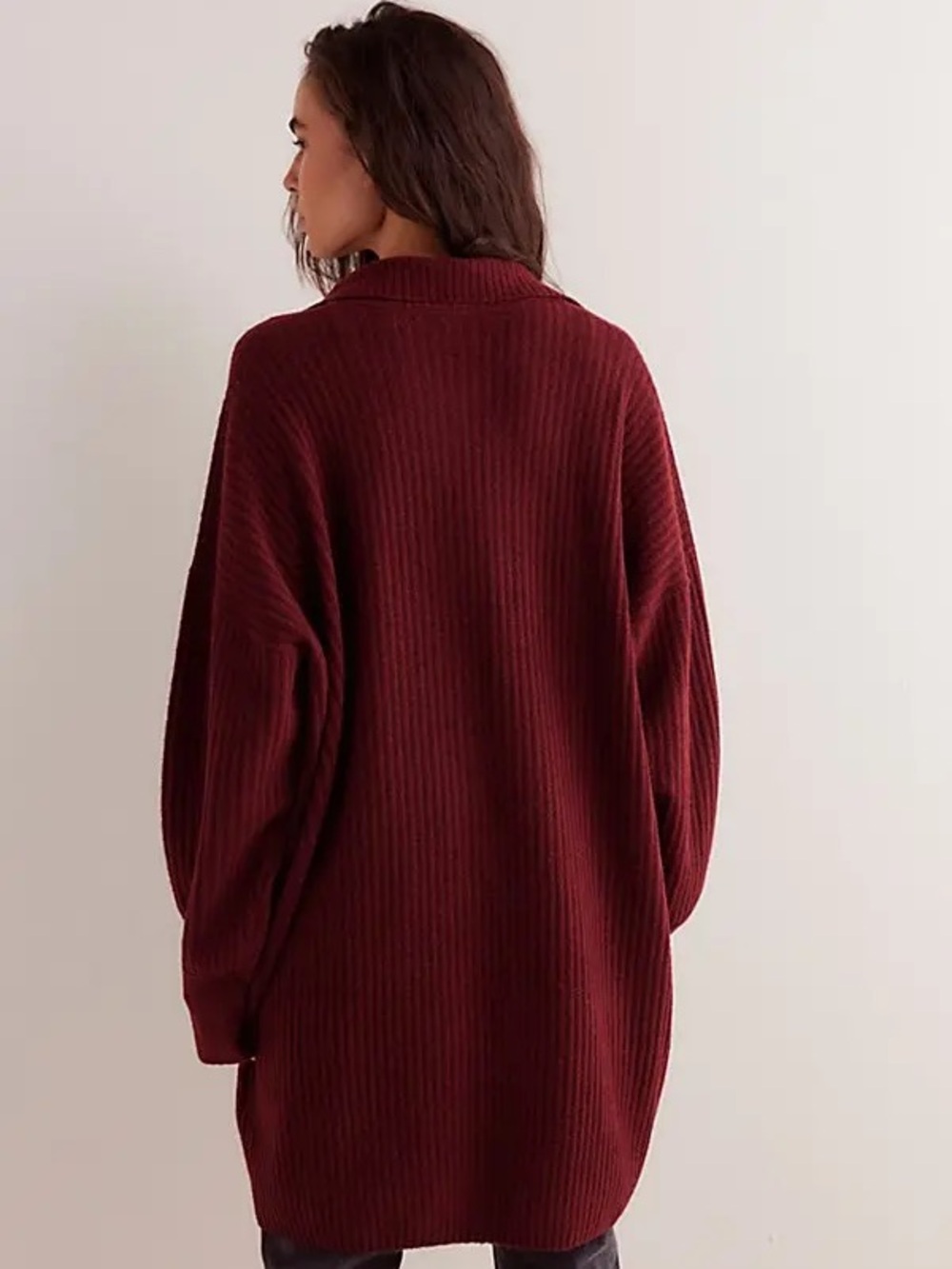 Free People Emmy Cardi Burgundy Matter Root Full Length Cardigan Womens Size XS - Picture 2 of 7
